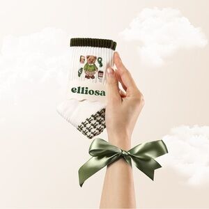 Elliosa White and Green Socks